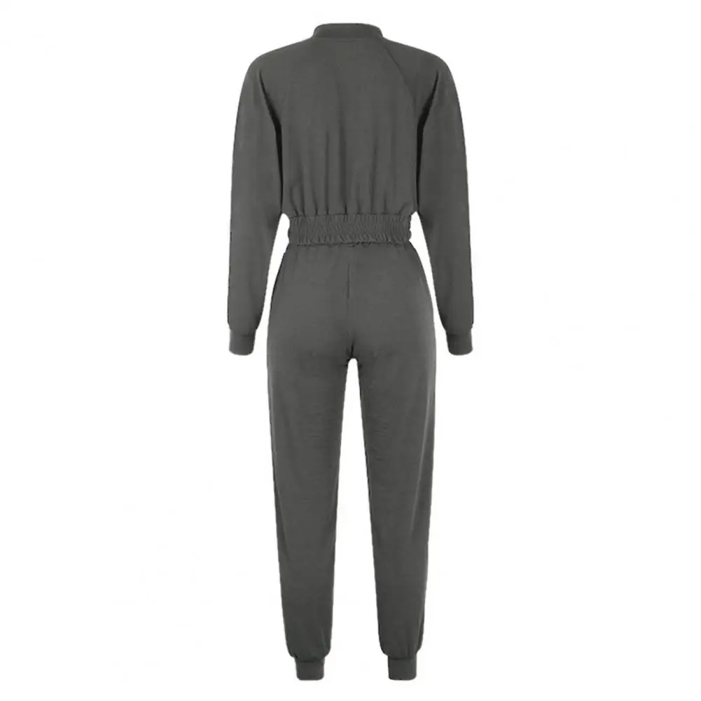 

Leisure Suit Zipper Long Sleeve Two Piece Set Short Top Long Pants Sport Suit for Spring