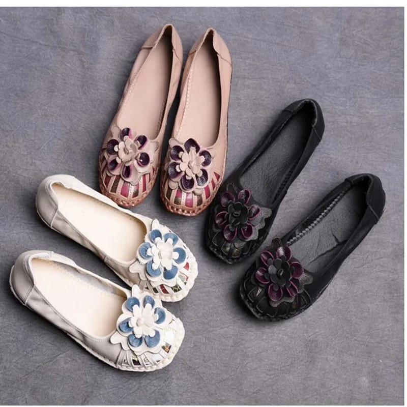2020 Spring Ladies Fashion Brand Women Shoes Handmade Comfortable Shoes Genuine Leather Loafers Soft Leather Women Flats Shoes