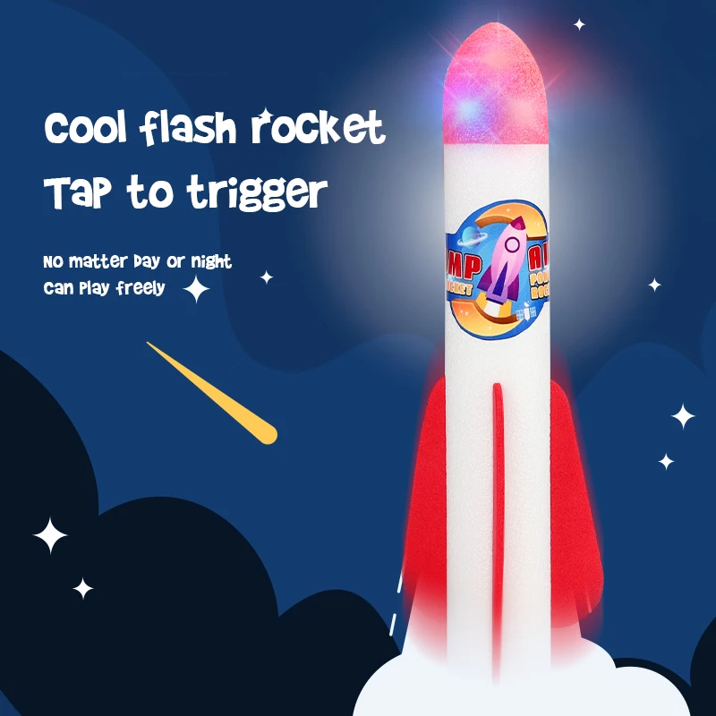 

Toy Rocket Launcher For Kids-Foam Rocket And Sturdy Launcher Stand With Foot Launch Pad Outdoor Toy For Kids