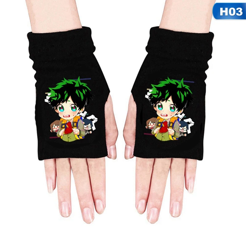 Аниме My Hero Academia Хлопковые вязаные перчатки на запястье половину пальца