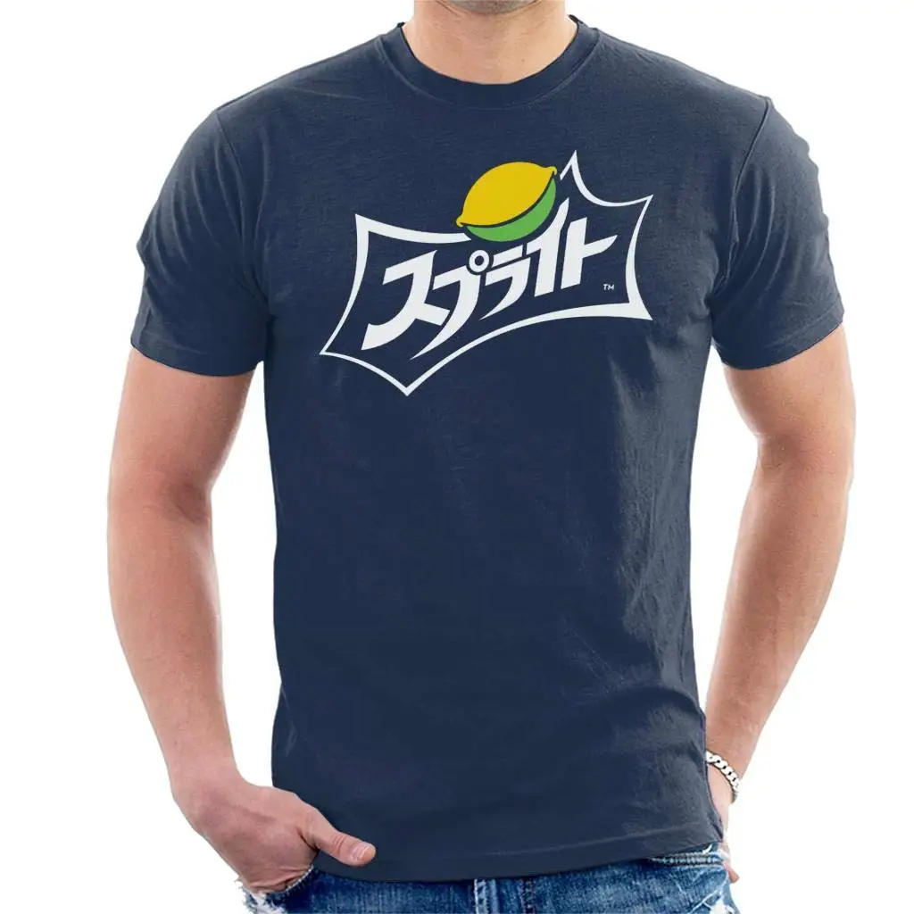 Мужская футболка унисекс с японским текстовым лимоном и логотипом|Мужские