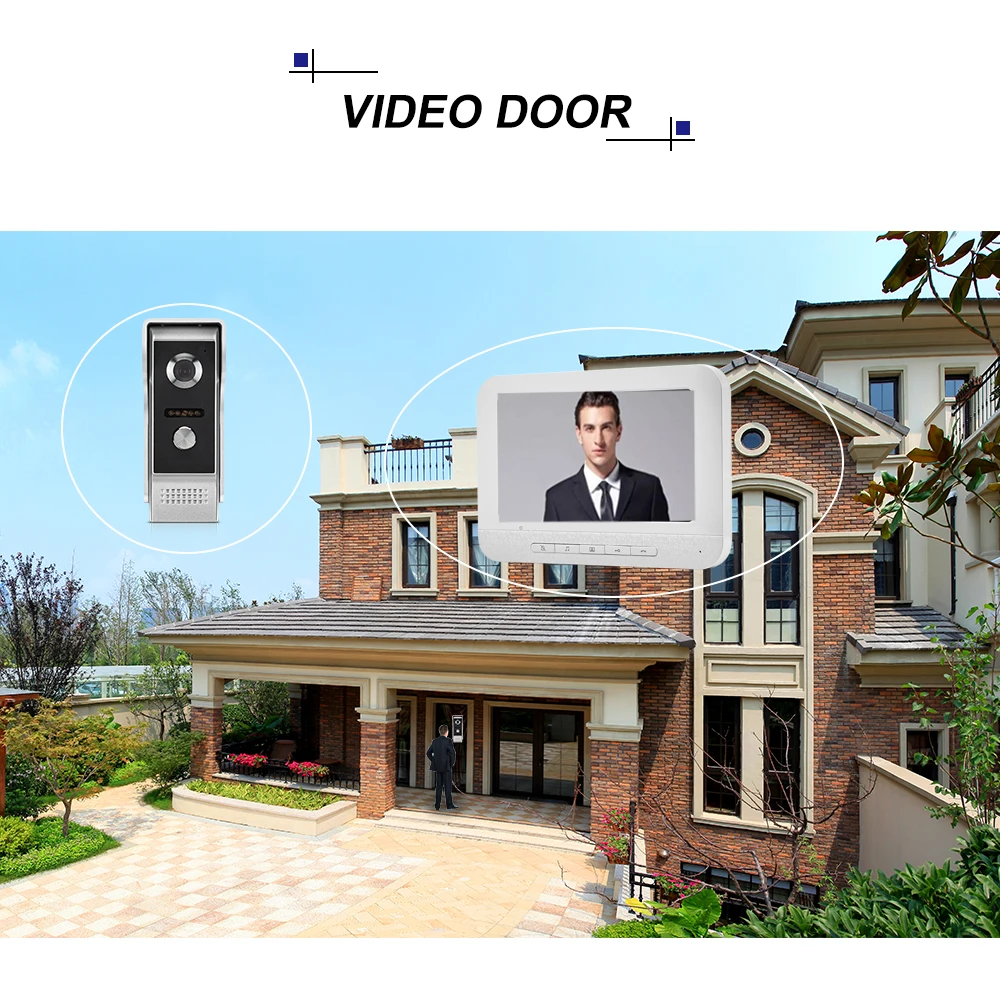 7 дюймов TFT-LCD Цвет Экран видео-телефон двери дверной звонок домофон комплект