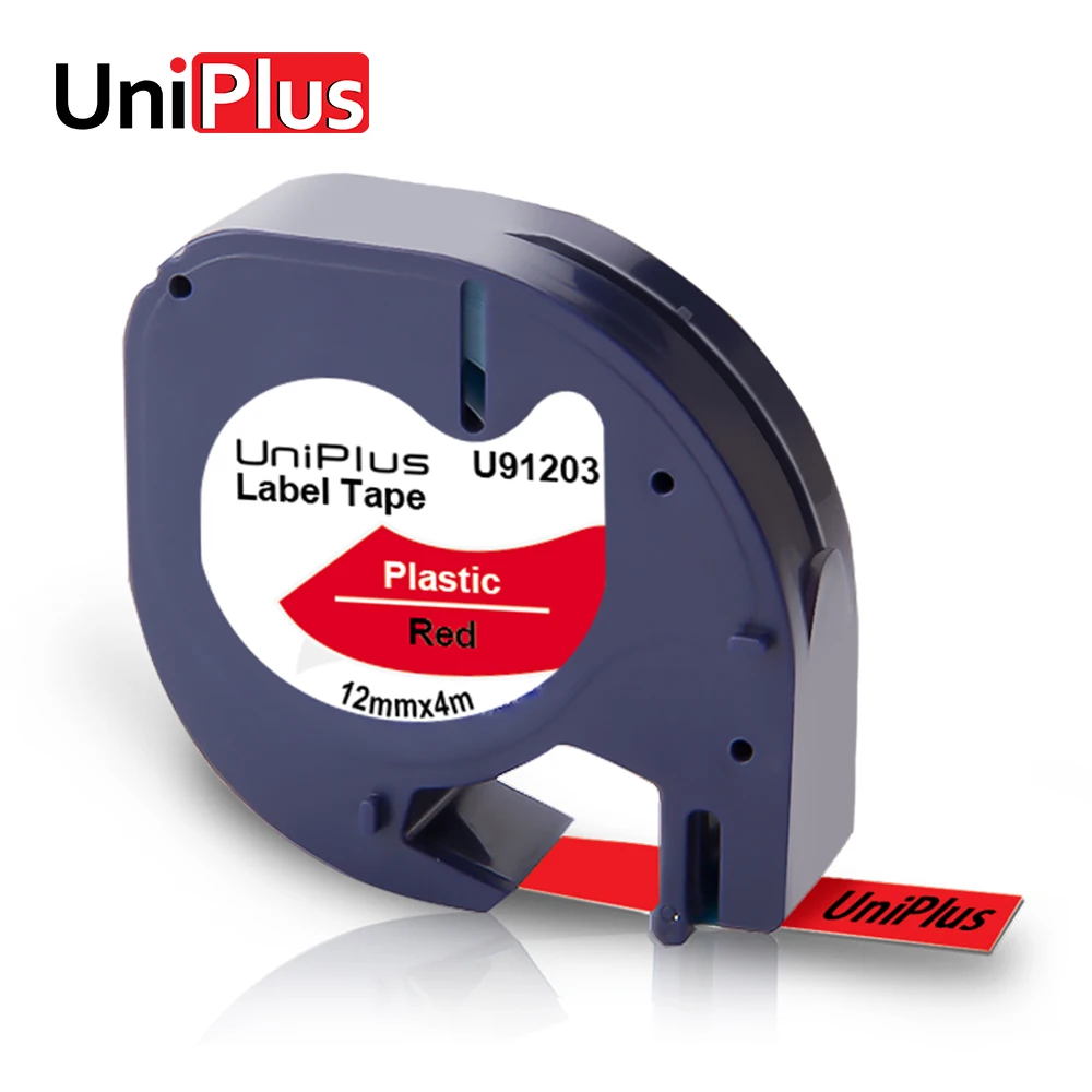 

UniPlus LT 91333 производитель этикеток 12 мм Совместимость с Dymo Letratag черный на красном лейбле ленты 4 м длина принтера ленточный стикер