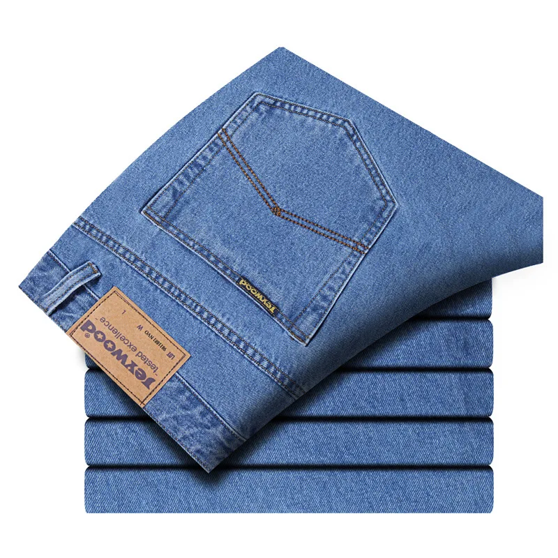 

Mens Business Jean Solid Colour Cotton Straight Stretch Brand Denim Pants Casual Slim Fit Classic Jeans For Men Work Pants J0119