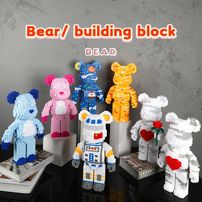 Net Red Love Violent Bear Series Assemble Building Block Toy Model Bricks with Lighting Set Antistress Toys for Kids Gift