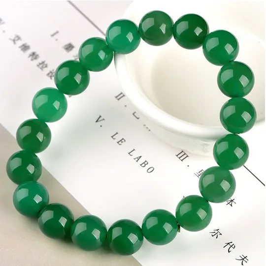 Красивые ювелирные изделия китайский 8 мм зеленый халцедон Нефрит бусины