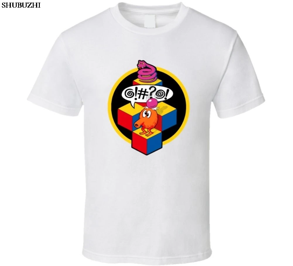 Q bert футболка аркадная видео игра Классическая ретро 80 е Веселая мультяшная