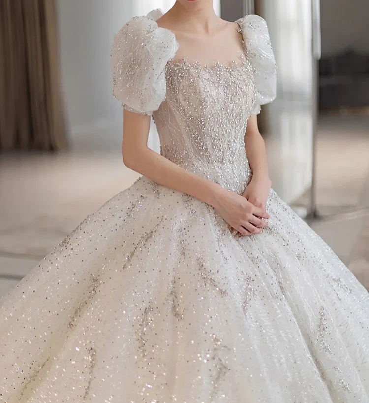 Роскошные свадебные платья из Саудовской Аравии с квадратным вырезом и буффами