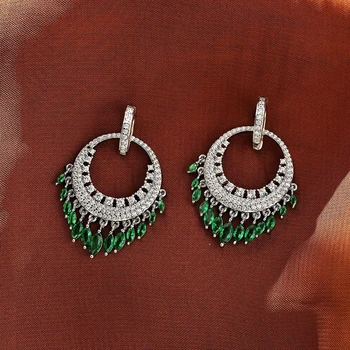 Bohemia Marquise Cut Sapphire - Created Moissanite Gemstone Dangle Earrings 2