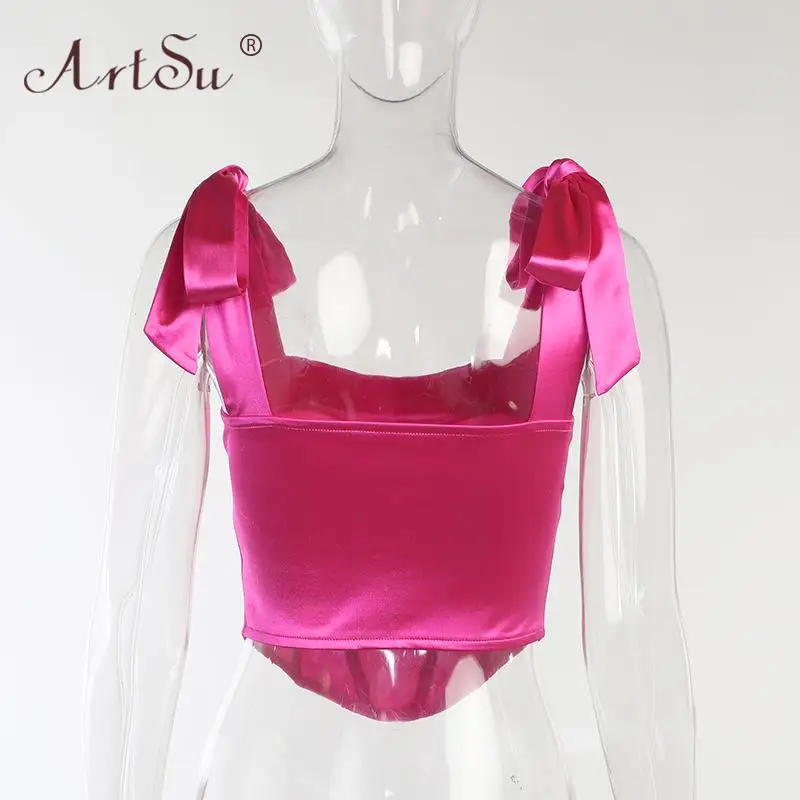 Элегантный атласный корсет ArtSu с бантом женский летний сезон 2022 модные
