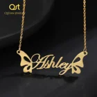 Модные ожерелья из нержавеющей стали с именем на заказ, персонализированные ювелирные изделия, цепочка-бабочка, кулон для женщин, подарки, Прямая поставка