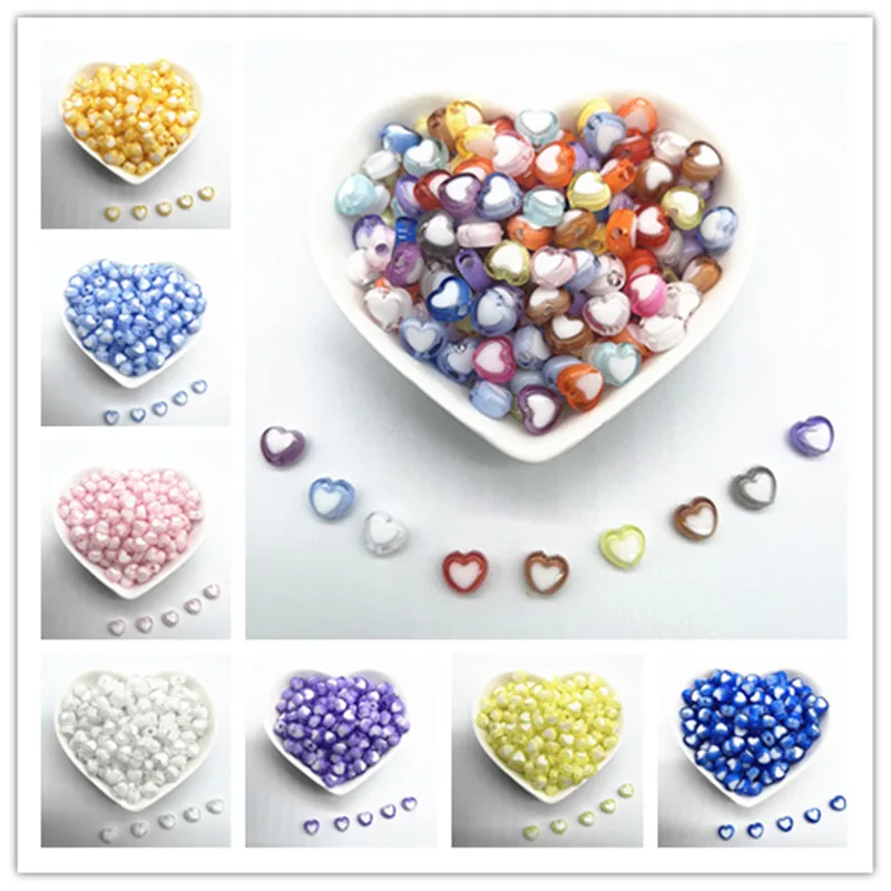 

New 50pcs/lot 8x4mm Love Acrylic Beads Loose Spacer Beads for Jewelry Making DIY Bracelet Accessories