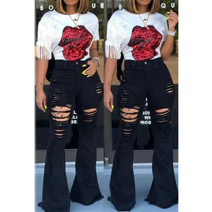 Женские джинсы с высокой талией, расклешенные джинсы-бойфренды, рваные джинсы calca, женские узкие джинсы с широкими штанинами, женские джинсы