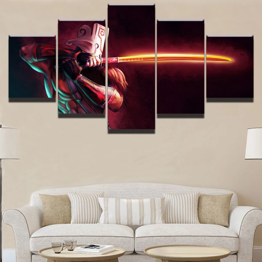 

5 Panel Game 2 DotA Juggernaut Modular Canvas Posters Wall Art Pictures Paintings Accessories Home Decor Living Room Decoration