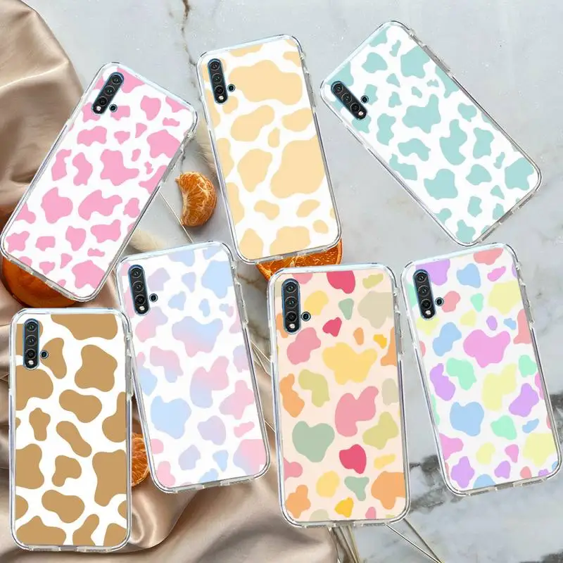 

cow Pattern black white pink Phone Case Transparent for Huawei honor P mate 40 20 30 10 50 i 9 x mate pro lite 8a
