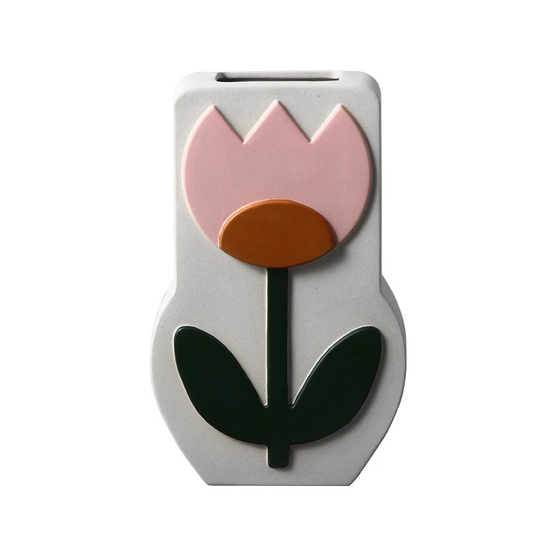 

Creative Ceramics Hand-painted Vase Living Room Flower Arrangement Container Dried Flower Vase Home Art Decor Floral Container