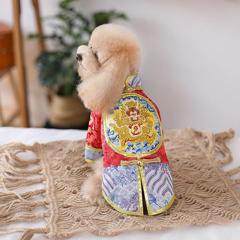

2021, Новогодняя одежда для собак, костюм Тан, китайский фестиваль весны, одежда для собак, наряд, пальто шнауцера, померанский пудель, бишон