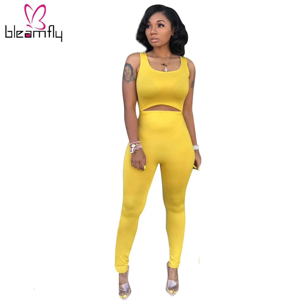 Летний женский однотонный узкий Облегающий комбинезон без рукавов с вырезами на