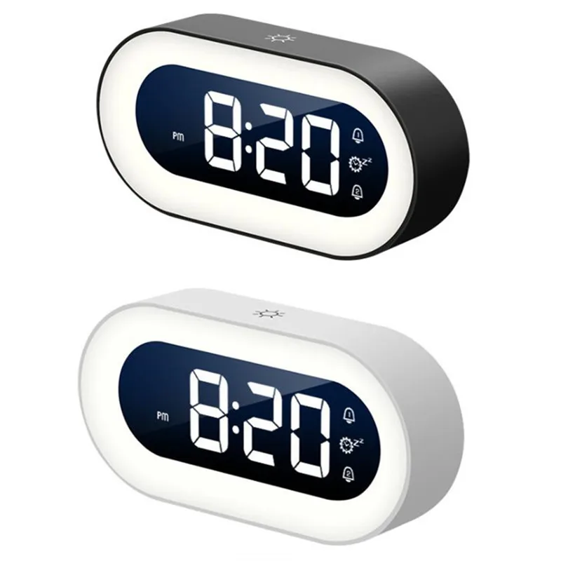 

Заряжаемый Цифровой Будильник Музыка двойной будильник Повтор отключение памяти постоянный светильник настольные часы мини Ночной светил...