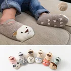 Носки детские хлопковые нескользящие, с изображением лисы, медведя, животных