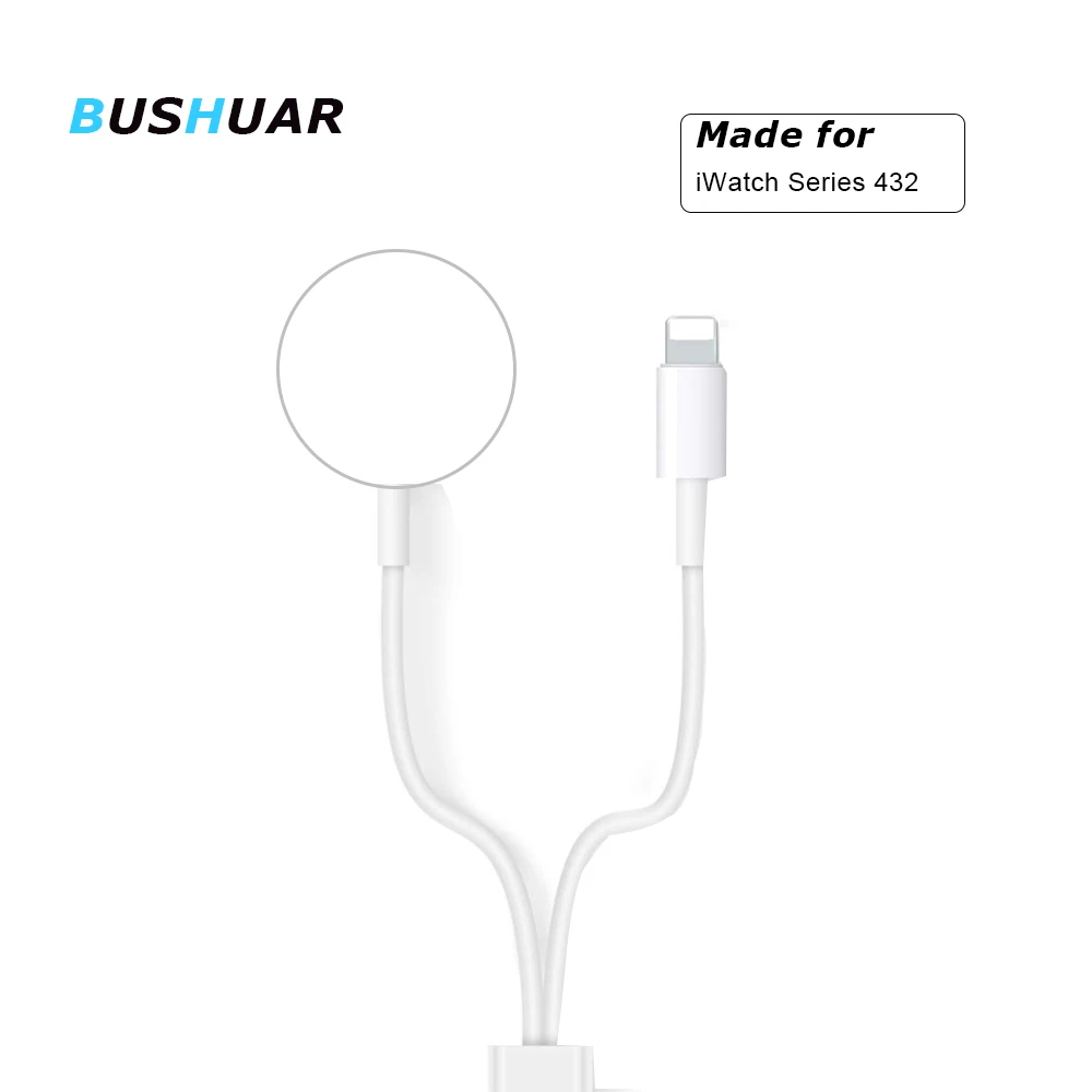 2 в 1 Беспроводное зарядное устройство для Apple Watch Series 1 2 3 4 USB Магнитный зарядный кабель 3,3 футов/1 метр для iPhone X XR XS 8 8 Plus - Цвет: Белый