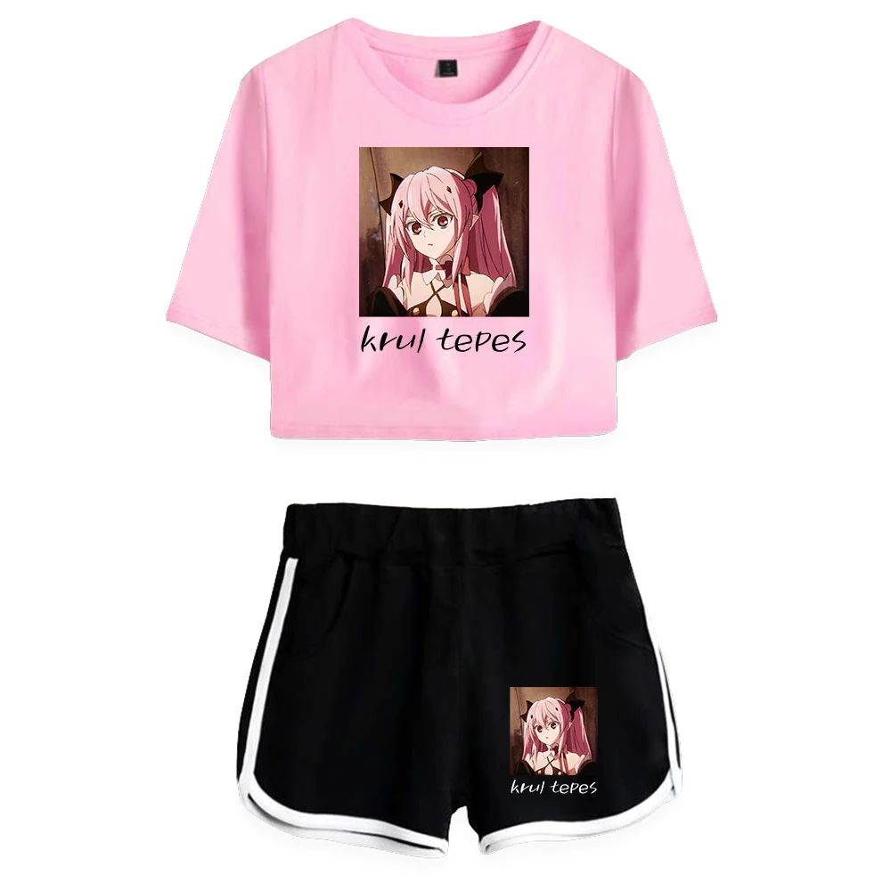 

Seraph OF The End Harajuku Set 2 Piece Kawaii Sexy Women Print Home Suit Girls Casual Streetwear Summer Graphic Print
