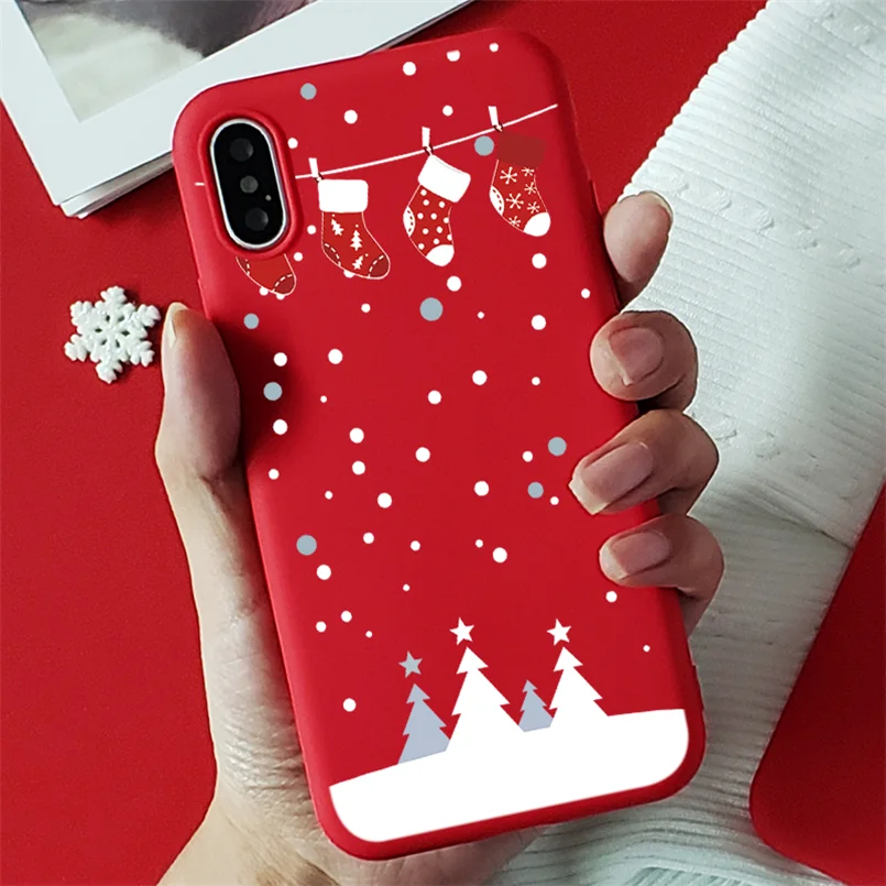 Красный матовый Рождественский Мягкий ТПУ чехол s для iPhone 7 8 6 6S Plus 10 11 Pro XS Max X XR XS чехол для iPhone 7 Plus чехол для телефона - Цвет: sd4wazi