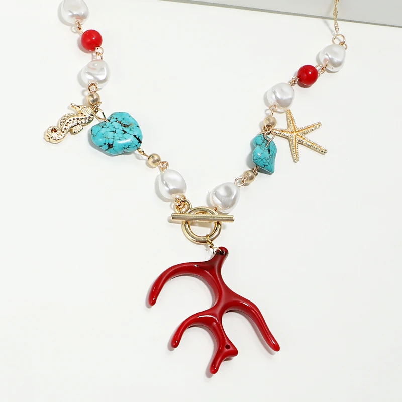 Ожерелья KOMi Boho ручной работы яркие пляжные бирюзовые ракушки бусины подвески для