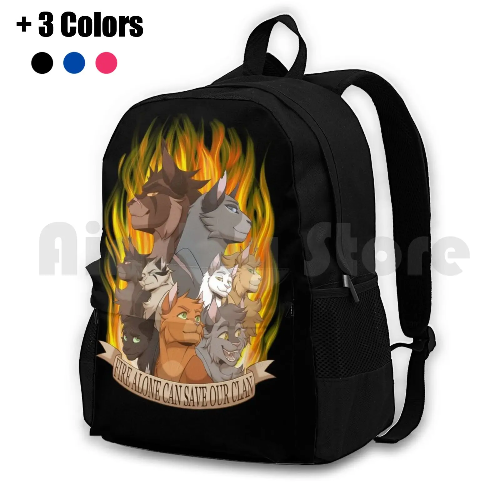 

Fire Alone Outdoor Hiking Backpack Riding Climbing Sports Bag Cats Felines Cat Kitty Awesome Cool Fire Flames Fireheart Firepaw