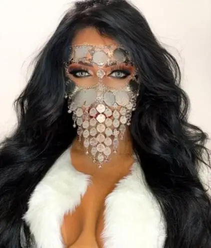 2020 Роскошные Свадебные Маски для свадьбы индийская танцевальная металлическая