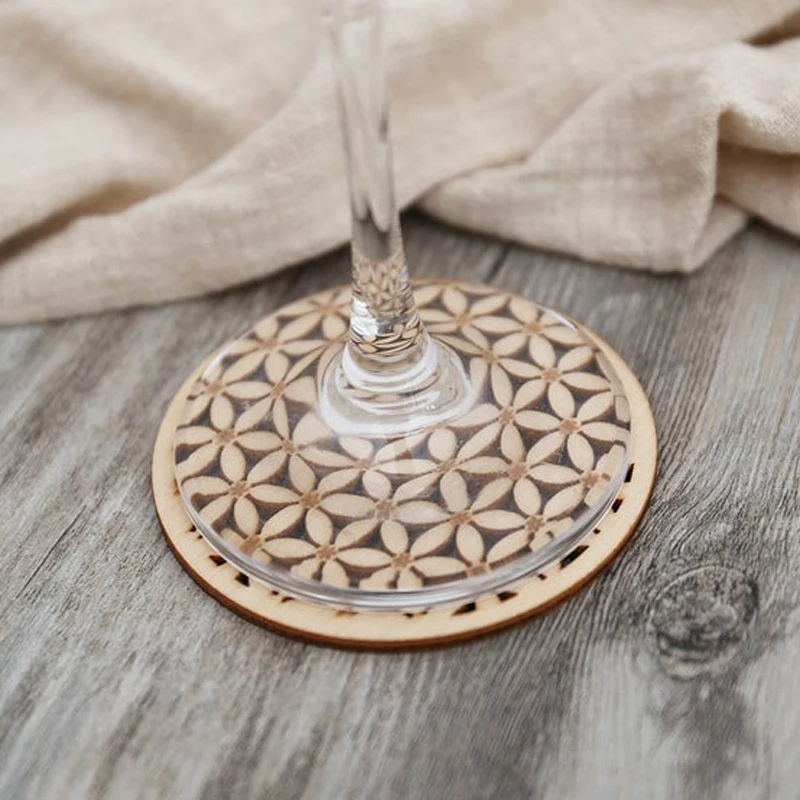 Деревянные подставки для напитков деревянные с цветком жизни деревянный подарок
