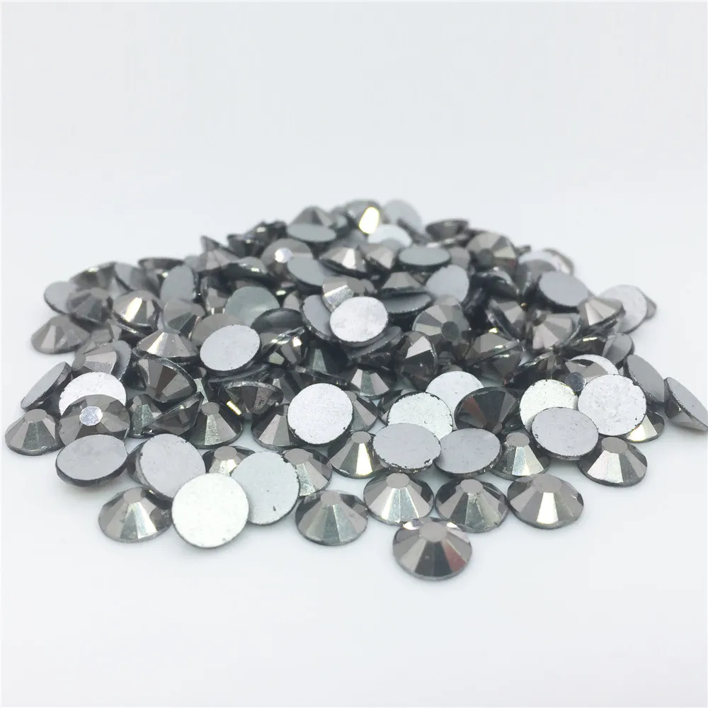 Высококачественный ss3-ss30 Jet гематитовый клей для ногтей на кристаллах/Плоская