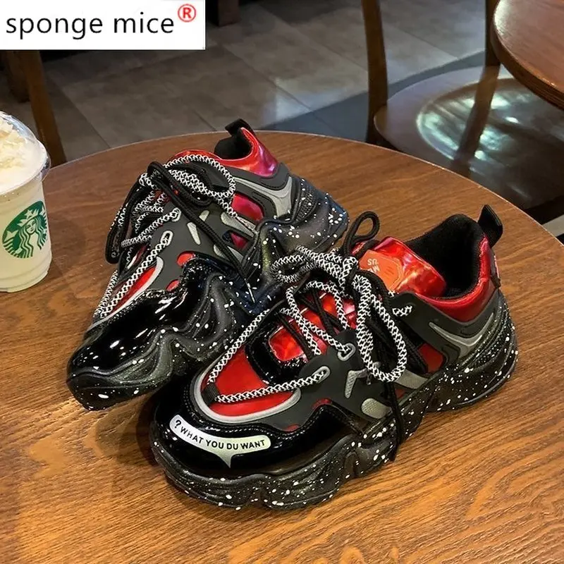 

2020 New Vulcanize Shoes Ladies Casual Shoes Woman Fashion Dad Shoes Platform Sneaker Orange Blue Women Shoes Chunky Sneakers