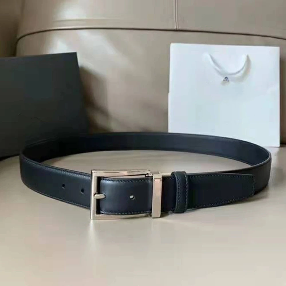 

Top 3.4Cm Black Belts Adjustable Genuine Leather For Men Jeans Fashion Luxury Classic Brand Designer Belt Original Box