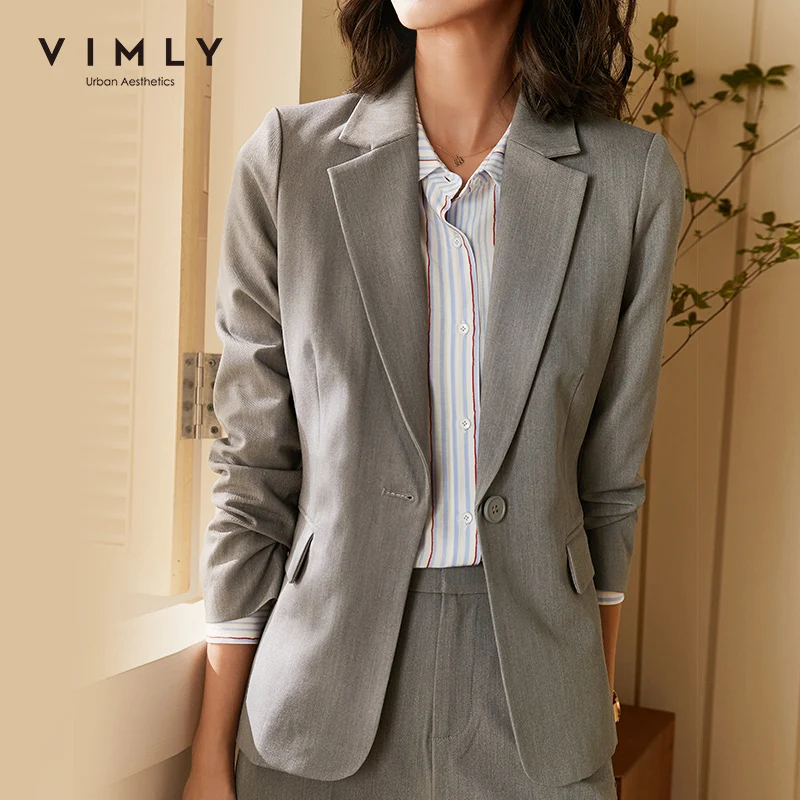 Пиджак женский с высокой талией однотонный на одной пуговице F5772 |