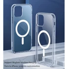 Прозрачный чехол для телефона iPhone 12 Pro Max 12 Mini, чехол с поддержкой беспроводной зарядки Magsafe, прозрачная Противоударная Силиконовая задняя крышка