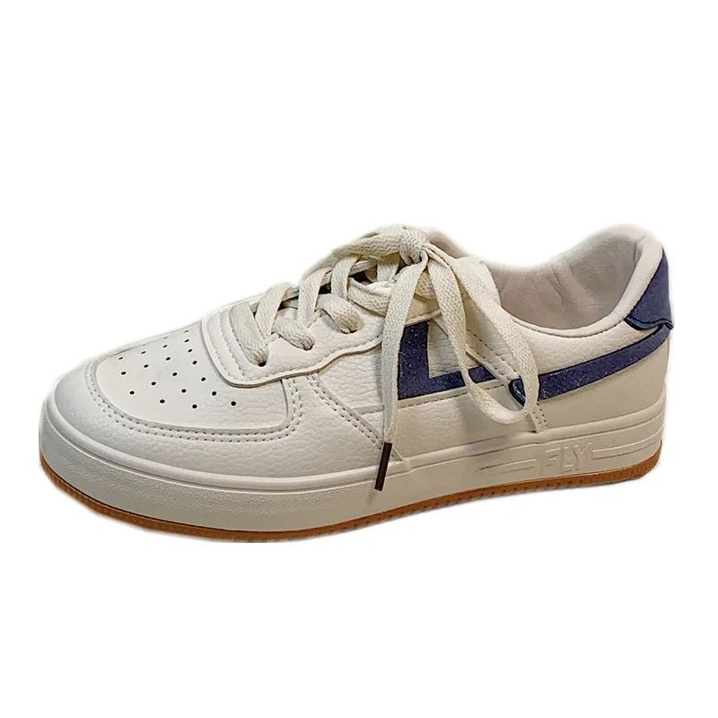 

Spring round Head Breathable Low-Top White Shoes Microfiber Student Skateboard Shoes Casual Women's Shoes Flat Shoes