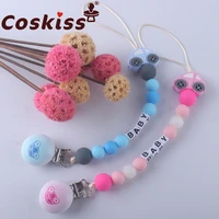 coskiss 1pc wooden pacifier clips silicone animals shape baby nursing pacifier chain safe toy diy pacifier chain clamps gift