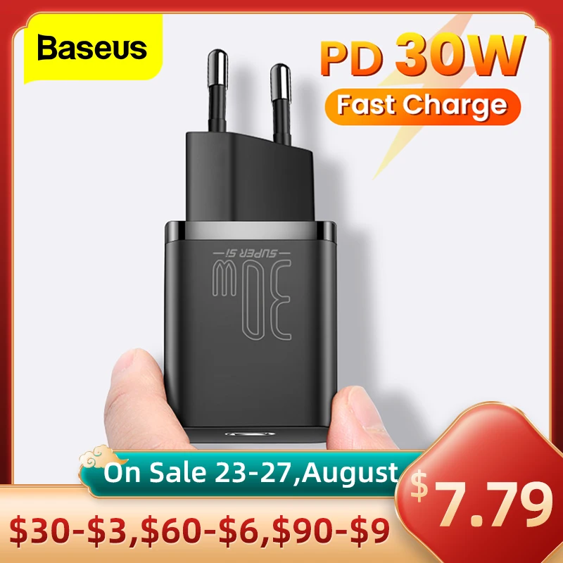 Зарядное устройство Baseus Super Si 30 Вт USB C для Macbook iPad Pro QC PD 3 0 зарядное быстрой зарядки