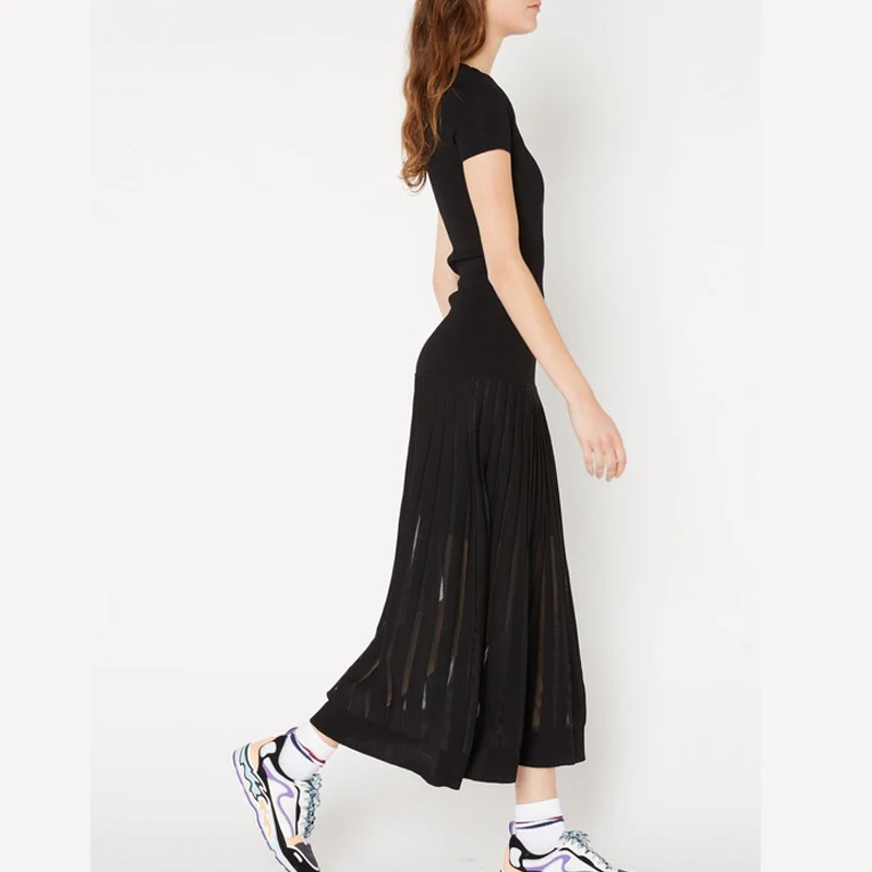 CAMIA 2019 осенний Новый свитер с круглым вырезом тонкое ажурное вязаное платье