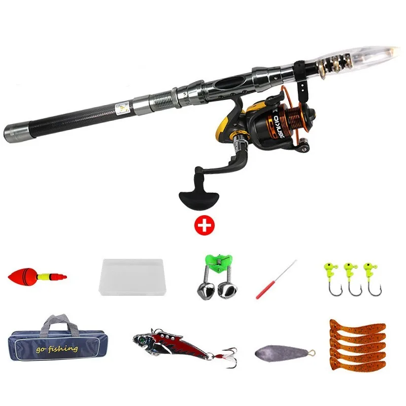 

DEUKIO Spinning Reel 2.1m Full Carbon Fishing Rod Set for Fishing Spinning Rod Travel Ultra Light Casting Lure Fishing Rod Gear