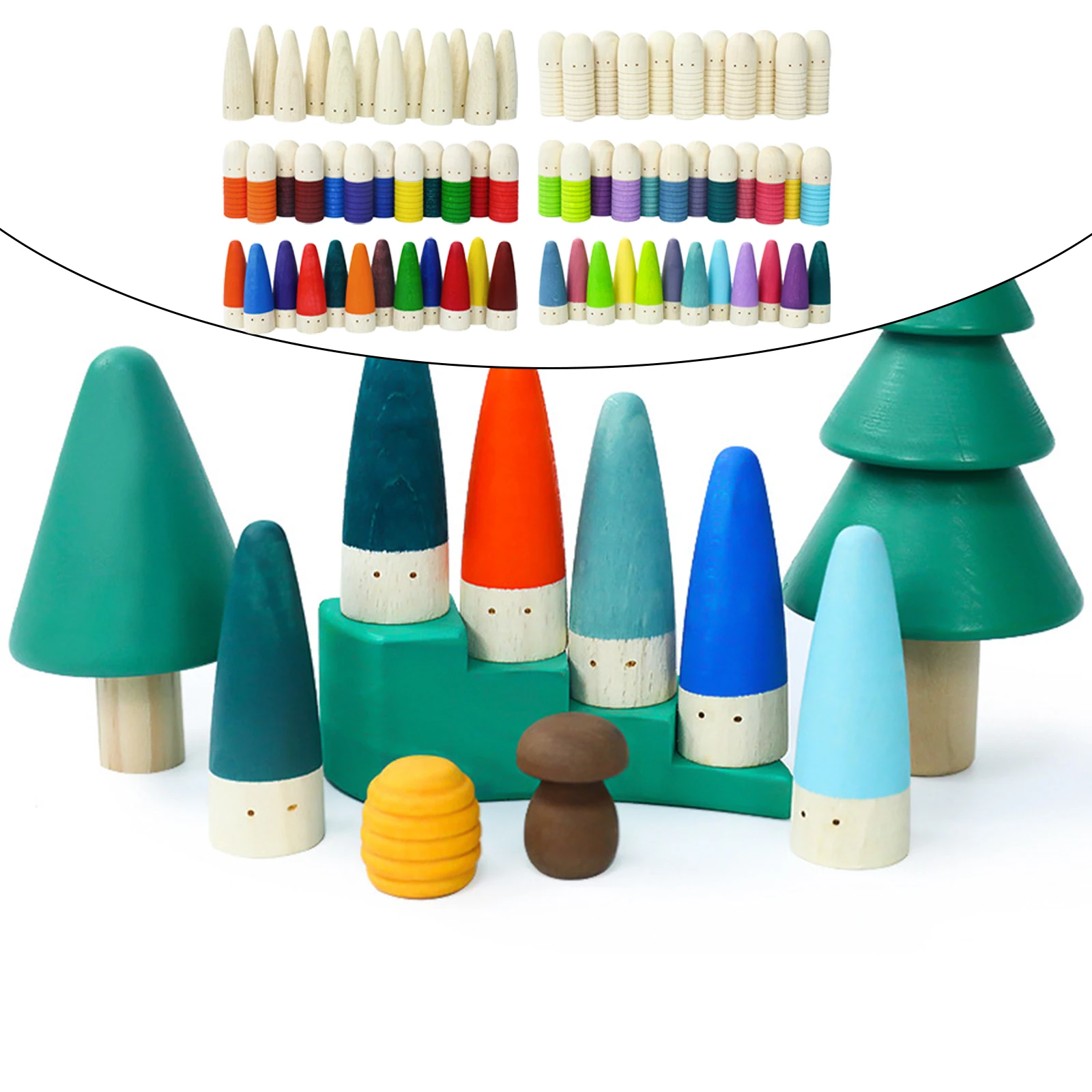 

12 PCS Wood Doll Building Blocks Stacker Montessori Handcrafted DIY Toy Gift