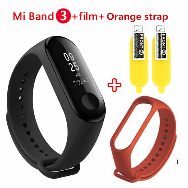 Origina Xiaomi mi Band 3 Смарт-Браслет фитнес-браслет mi Band 3 сенсорный экран частота сердечных сокращений смарт-браслет для Android IOS - Цвет: add orange strap