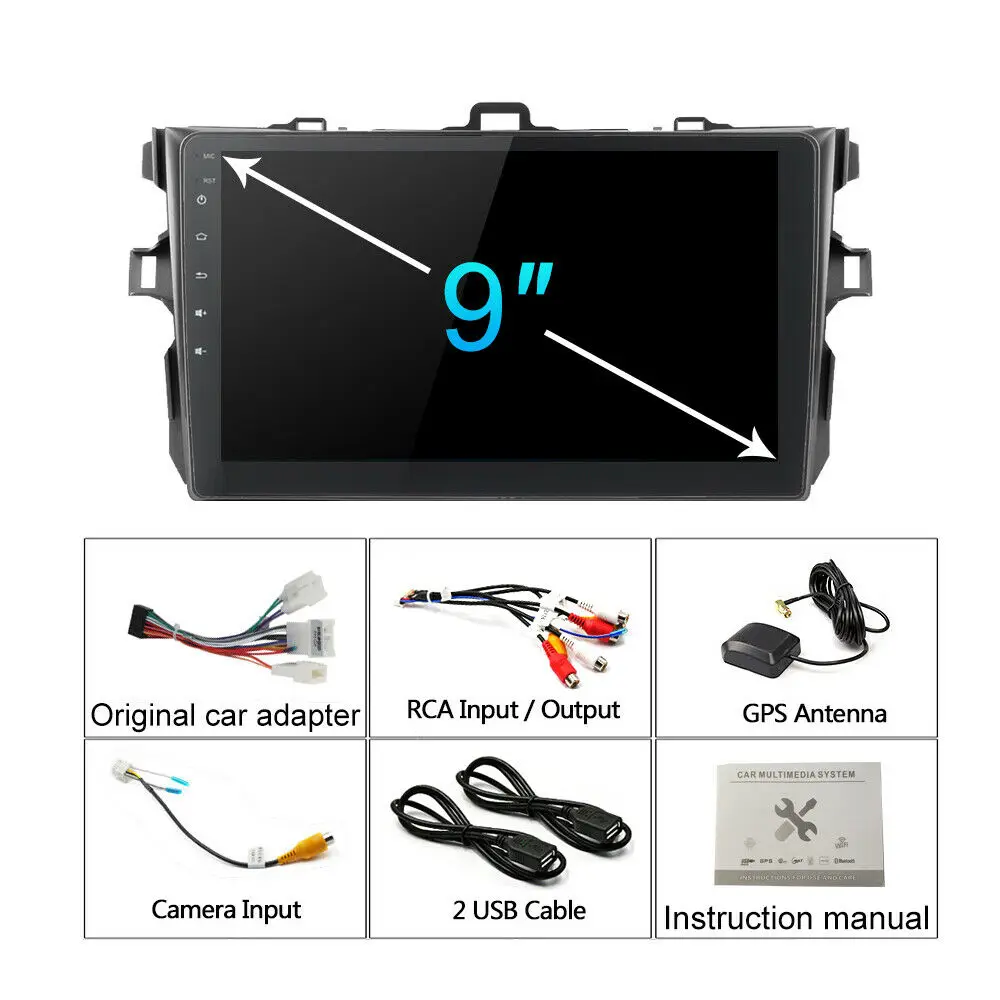 9&quot Android 10.0 Car Multimedia Player For Toyota Corolla E140/150 2007-2008 2009 2010 2011 2012 2013 Radio Stereo GPS Navi | Автомобили