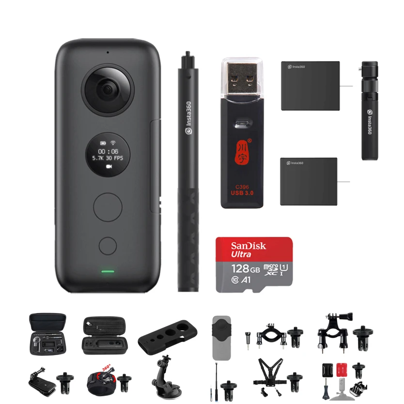 Insta360 ONE X 5,7 K VR 360 панорамная экшн-камера для iPhone и Android Insta 360 зарядное устройство для батареи Чехол для селфи - Цвет: Bundle 4