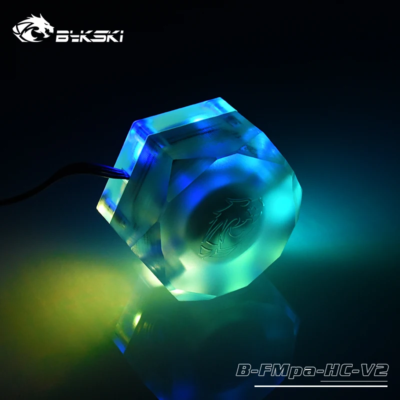 Bykski Акриловые расходомер 6-Way G1/4 нити 5V A-RGB светильник для ореолом Хладагент фильтр водяного охлаждения Cooler фиттинги 6-Way отверстия фильтр