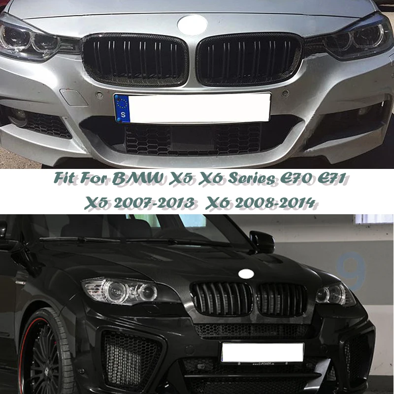 ZEMAR карбоновые/черные грили переднего бампера для гонок почтальонки BMW X5 E70 X6 E71 2007