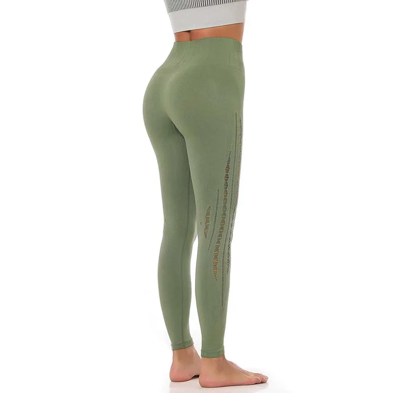 

NORMOV Solid Women Leggings Seamless High Waist Push Up Spandex Jeggings Casual Hollow Out Leggings Feminina