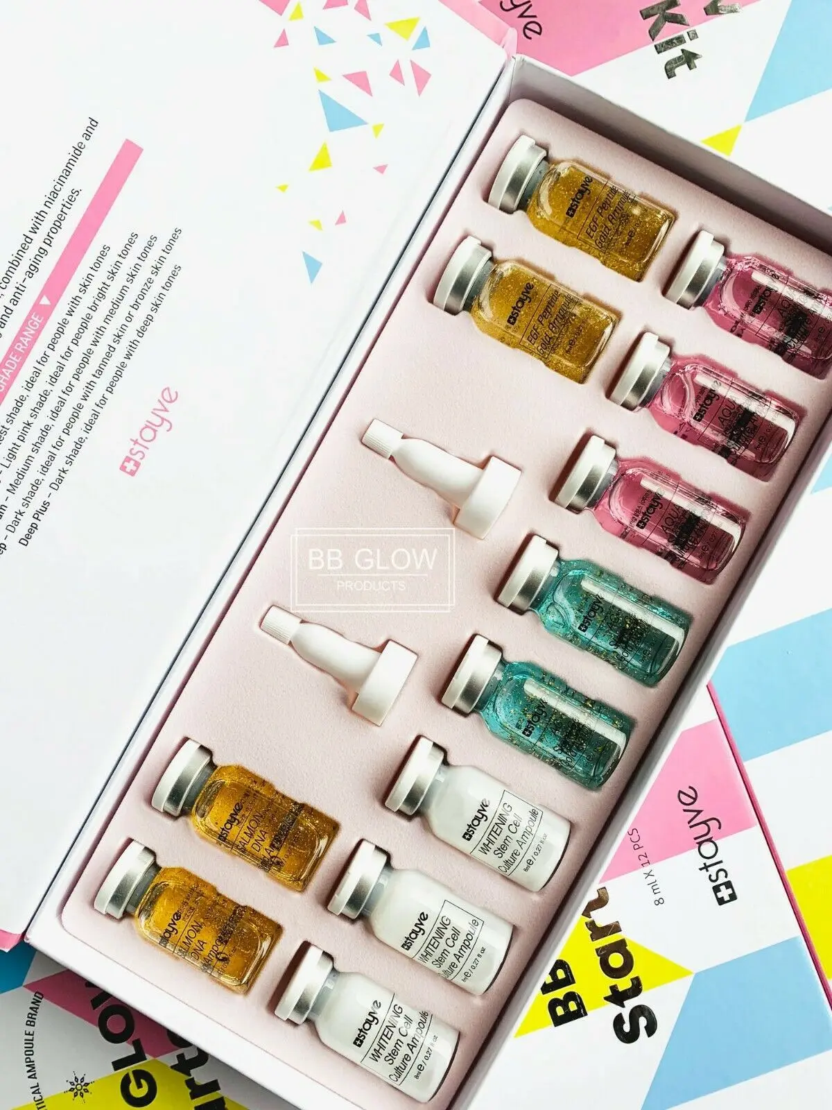 

12Pcs Korean Cosmetics Stayve BB Cream Glow Starter Mix Kit MesoWhite Brightening Serum For Whitening Acne Anti-Aging Treatment