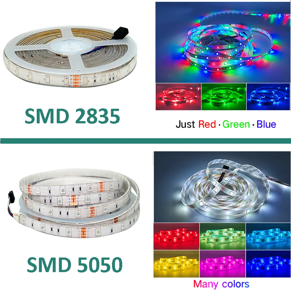 

RGB LED Strip 5M 10M DC12V 5050 /2835 60leds/m Waterproof Flexible Lamp for Christmas Indoor Decorations Lighting